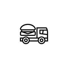 Food delivery icon in linear, outline icon isolated on white background