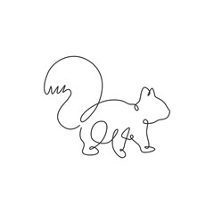 One single line drawing of cute squirrel for company logo identity. Business corporation icon concept from funny rodent animal shape. Modern continuous line vector draw design graphic illustration