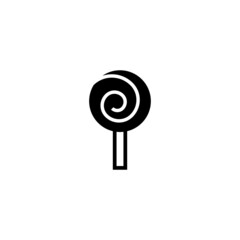 Lollypop vector icon in black solid flat design icon isolated on white background