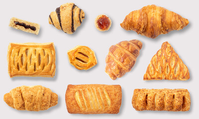 Mixed Pastry on a white background