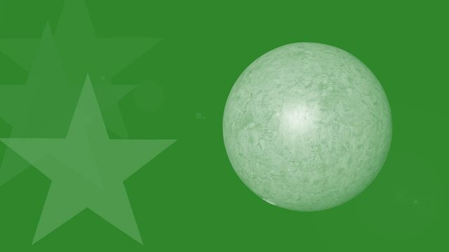 Green background with a bowling ball and animated stars