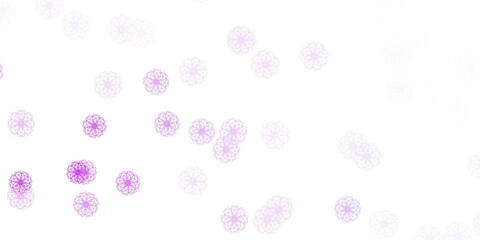 Light Purple vector doodle background with flowers.