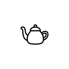 Tea pot vector icon in linear, outline icon isolated on white background