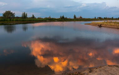 Evening light. Sunset on Yarki island, lake Baikal, Russia