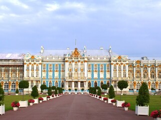 Facade of Catherine Palace in Pushkin (Tsarskoe selo), suburb of St. Petersburg, Russia. Favorite...
