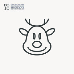 christmas deer line vector icon