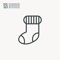 christmas sock line vector icon