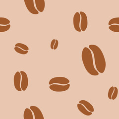 Seamless Pattern with Coffee Bean Icons. Vector Image.