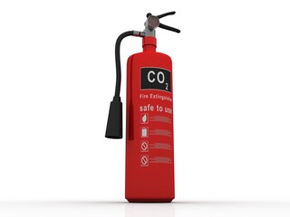 3d illustration co2 Fire extinguisher