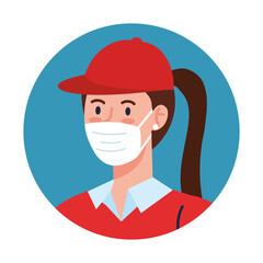 delivery woman with mask vector design