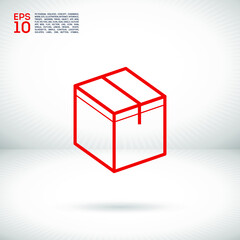 Closed box line vector icon