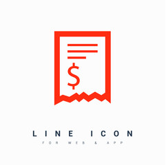 invoice bill with dollar line vector icon