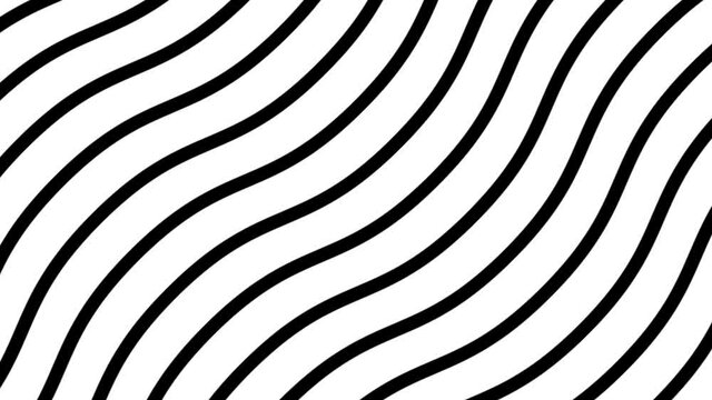 Super smooth black and white wavy lines animated background, Loopable asset.