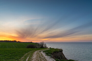 Fototapeta na wymiar Steilküste Stohl Ostsee Sonnenuntergang