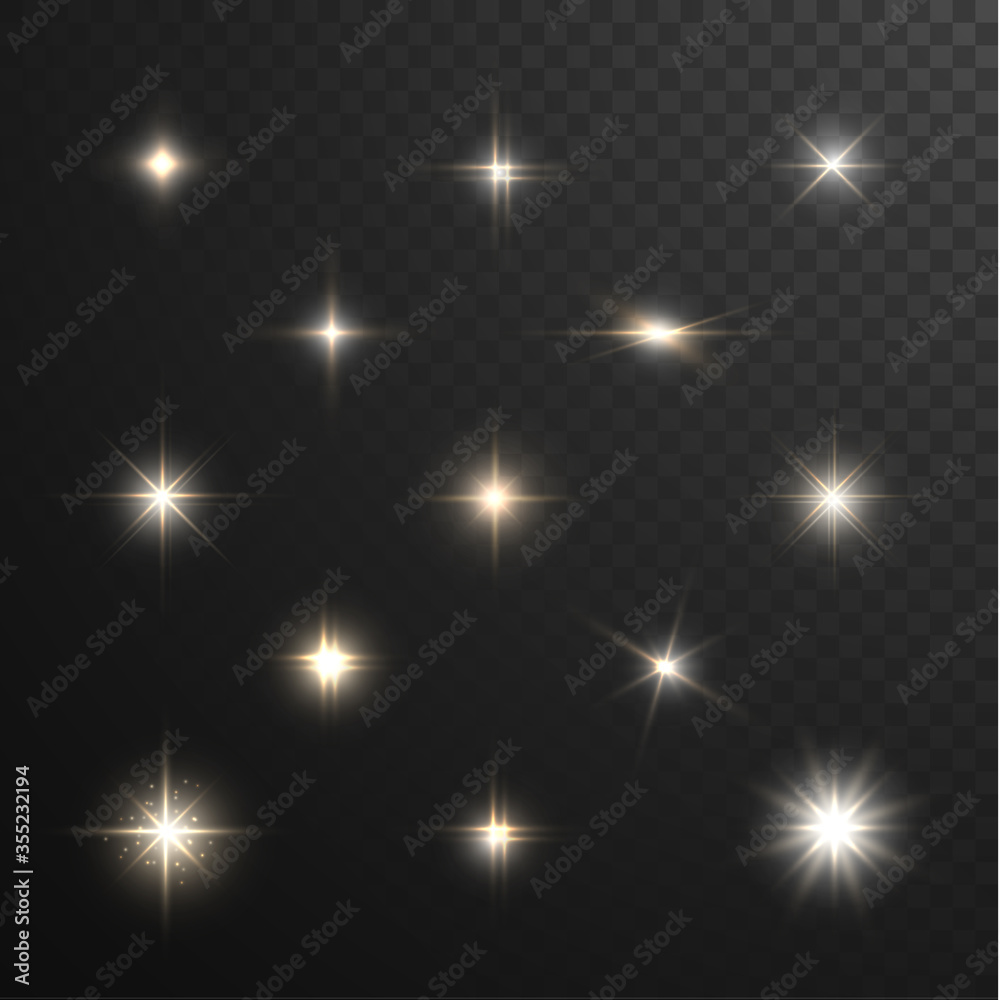 Wall mural stars and sparkles - collection of design elements on half-transparent background - eps10 vector