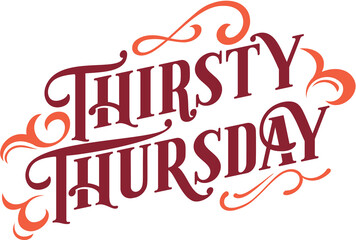 Thirsty Thursday Bar Specials Text Banner - obrazy, fototapety, plakaty