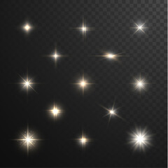 Fototapeta na wymiar Stars and sparkles - collection of design elements on half-transparent background - eps10 vector