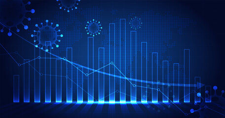 The impact of corona virus on the stock exchange and the global economy. Shares and graph fall down. Markets plunging. Economic fallout. vector design.