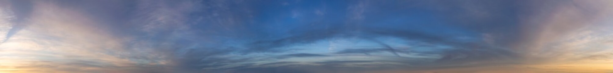 Obraz premium Beautiful Panoramic View of Cloudscape during a colorful sunset or sunrise. Taken on the West Coast of British Columbia, Canada.