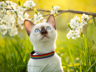 Portrait of a kitten in cherry blossoms © Светлана Федоренко