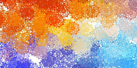 Light Blue, Yellow vector backdrop with xmas snowflakes.