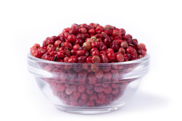 pink peppercorns in white natural spice