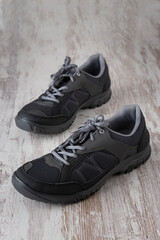 Hiking shoes on white background