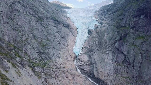 The Briksdalsbreen glacier in the national park of jostedalsbreen in Norway