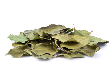 Kaffir lime leaves in white natural spice