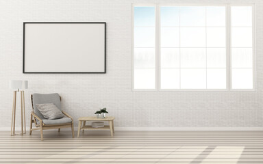 Living room with white board. Comfort space in Townhome. modern interior design. -3d rendering