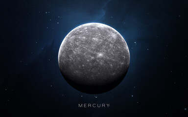 Fototapeta na wymiar Mercury - High resolution 3D images presents planets of the solar system. This image elements furnished by NASA.