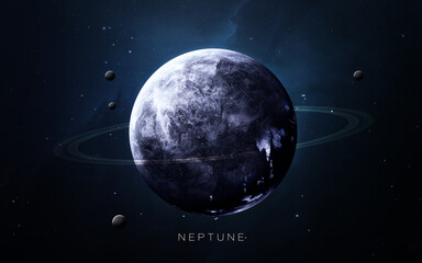 Neptune - High resolution 3D images presents planets of the solar system. This image elements furnished by NASA. © Vadimsadovski