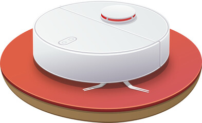 Robot aspirateur sur une surface plane (détouré)