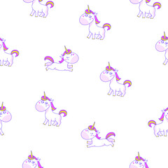Cartoon girl unicorn seamless. Pattern on white background
