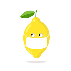 Lemon in a protective mask, against infection by infectious diseases.