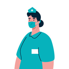Female nurse with mask vector design