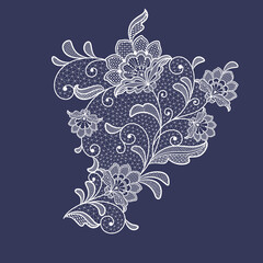 white lace flowers decoration element