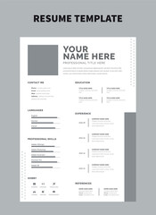 Resume template, Vector CV Design for professionals, job seeking persons. Elegant stylish vector