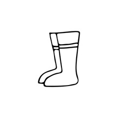 Doodle gardener boots icon in vector. Hand drawn garderner boots icon in vector. Doodle gumboots icon in vector