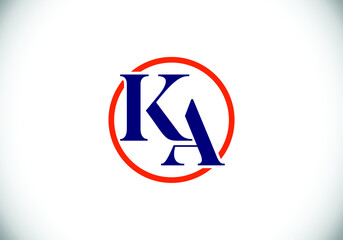 Initial Monogram Letter K A Logo Design Vector Template. K A Letter Logo Design