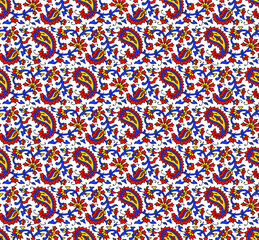 colorful vector floral flower leaf kalamkari outline pattern design