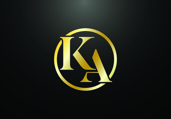 Initial Monogram Letter K A Logo Design Vector Template. K A Letter Logo Design - obrazy, fototapety, plakaty
