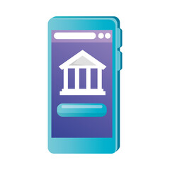 Isolated smartphone with bank vector design