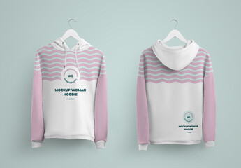 Hoodie Front and Back Mockup on Hanger