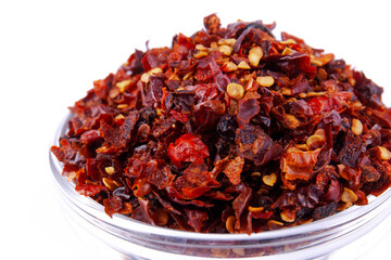 Pequin chilli Flakes in white natural spice