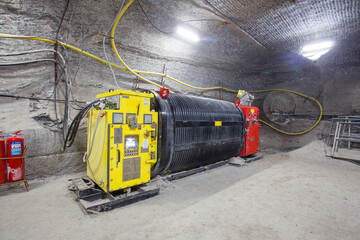 Electric transformer in salt potash underground mine