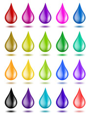 set of color drops on white. vector illustration