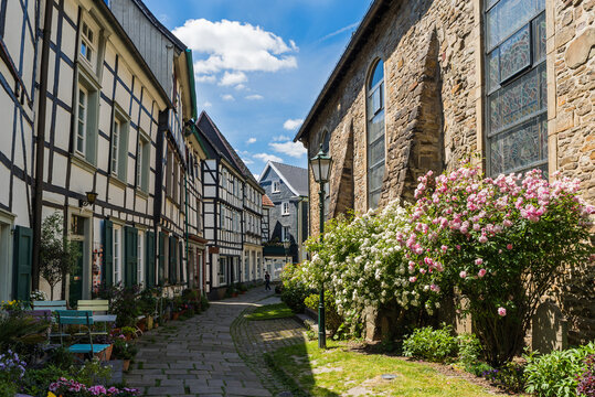 Hattingen &ndash; Fachwerkh&auml;user im historischen Ortskern von Hattingen; Deuschland; 