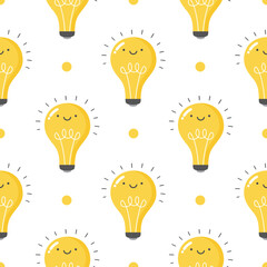 lightbulb seamless pattern background, concept of idea, business vector illustration. 