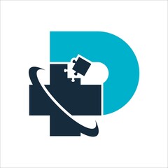 Initials letter P logo vector. Letter P with sign cross medical logo 